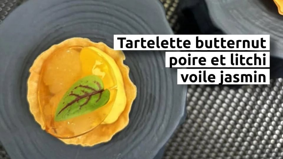 A feu doux : 5ème Saveur-l'Âtre #01 Tartelette butternut, poire et litchi, voile jasmin