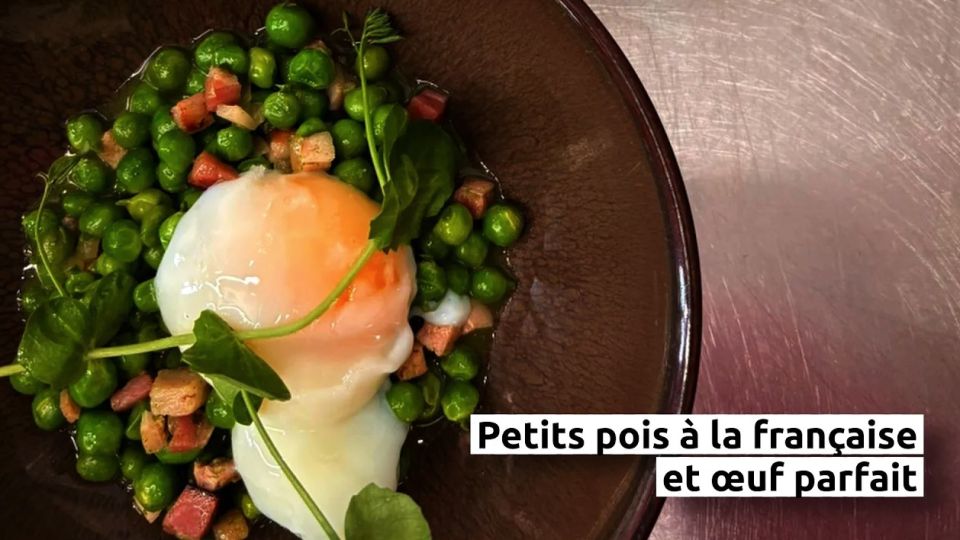 A feu doux : Aime #02 Petits pois à la française et œuf parfait