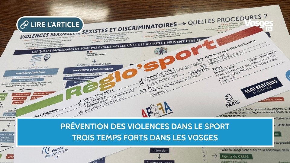 Prévention des violences dans le sport : trois temps forts dans les Vosges